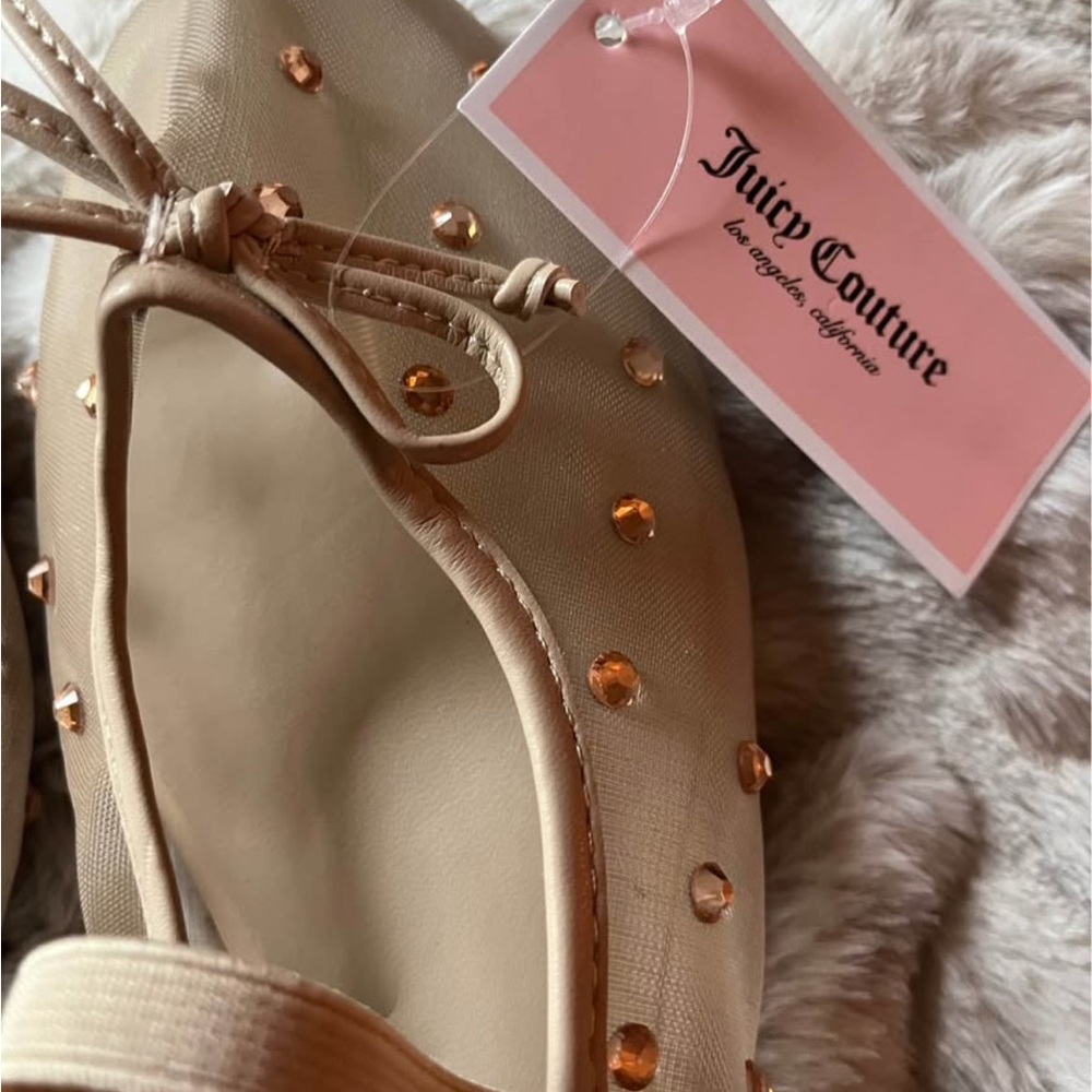 Juicy Couture Beige Flats with Gold Studs